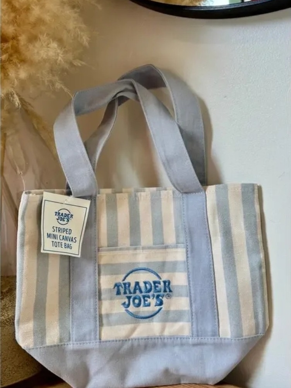 LAST SET! Trader Joe's Striped Mini Canvas Totes- Pastel Stripe- Limited Edition - Picture 7 of 11